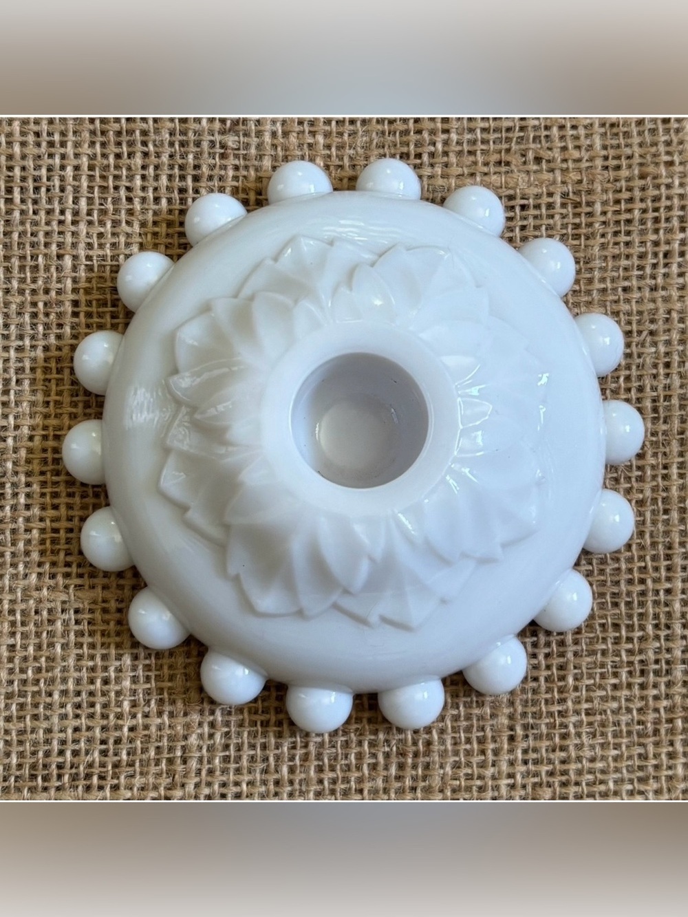 Vintage Anchor Hocking Boopie Milk Glass Taper Candle Holder Mid Century Modern
